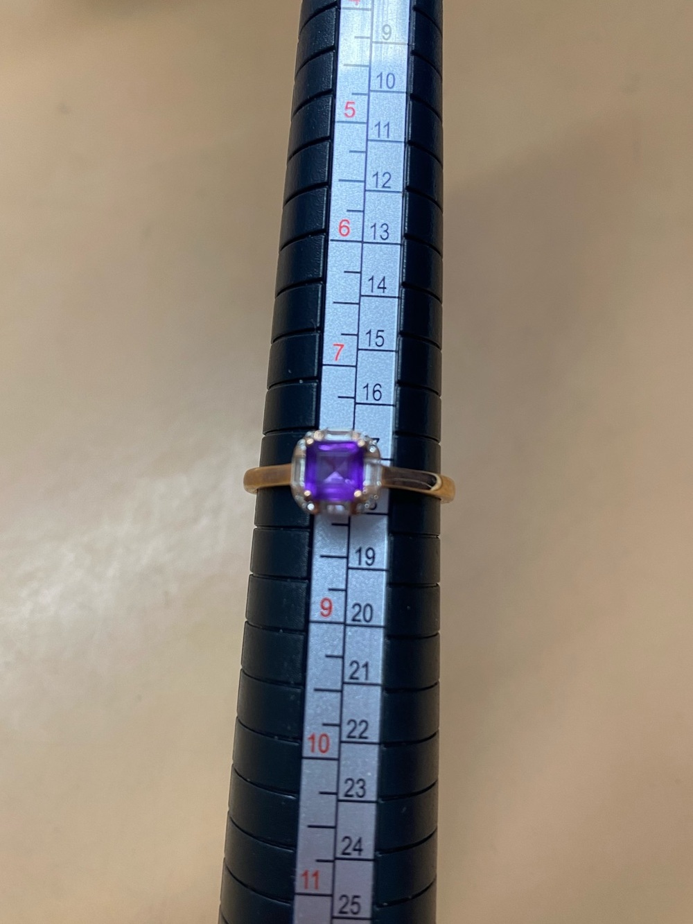 Amethyst in Rose Tone 925 Sterling Silver Ring .. size 8 weight 2.09 Grams